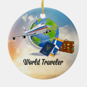 World Traveler, Design 2 Ceramic Ornament