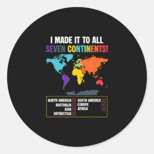 World Traveler Seven Continents Club Glol Map Vaca Classic Round Sticker
