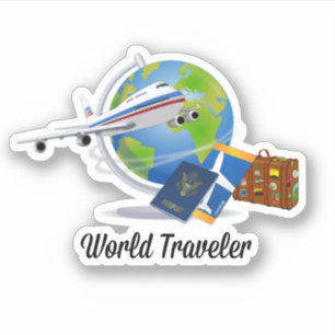 World traveller, aeroplane, suitcase, passport...