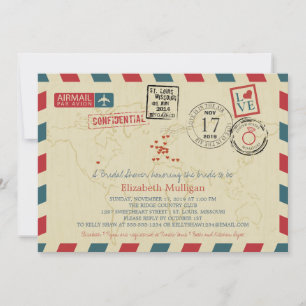 World Traveller Airmail   Bridal Shower Invitation