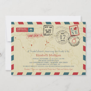 World Traveller Airmail   Bridal Shower Invitation
