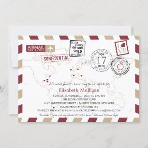 World Traveller Airmail   Bridal Shower Invitation