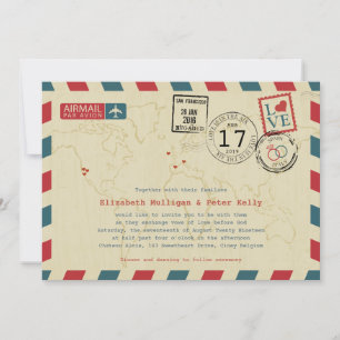 World Traveller Airmail   Wedding Invitation