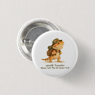 World Traveller Bearded Dragon Art 3 Cm Round Badge