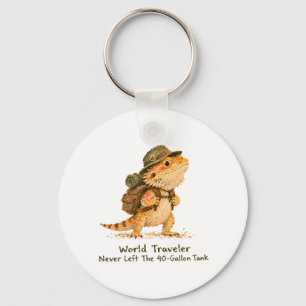World Traveller Bearded Dragon Art  Key Ring
