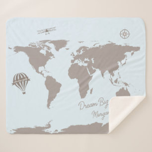 World Traveller Blue Dream Big Personalized baby Sherpa Blanket