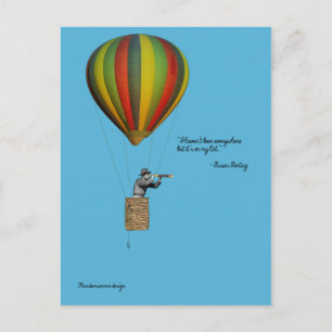 World traveller card with hot air balloon
