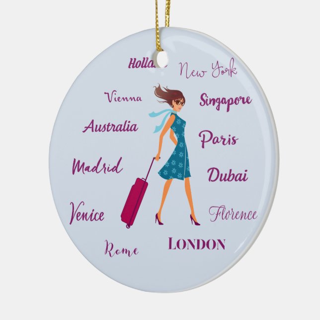 World Traveller Ceramic Tree Decoration (Left)