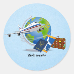 World Traveller Classic Round Sticker