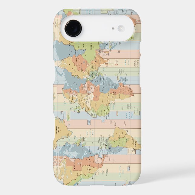 World Traveller Colourful Map of Time Zones Case-Mate iPhone Case (Back)