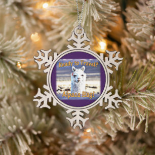 World Traveller - Funny Alpaca Bag Snowflake Pewter Christmas Ornament