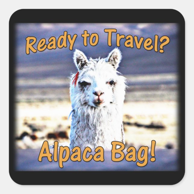 World Traveller - Funny Alpaca Bag Square Sticker (Front)