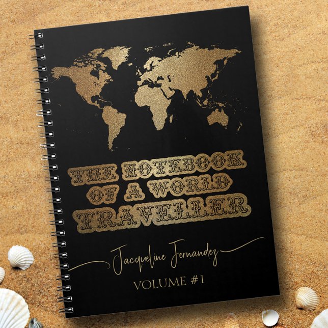 World Traveller Gold Glitter Adventure World Map Notebook (Creator Uploaded)