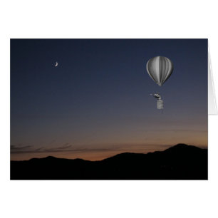 World traveller. Hot air balloon, sunset and moon