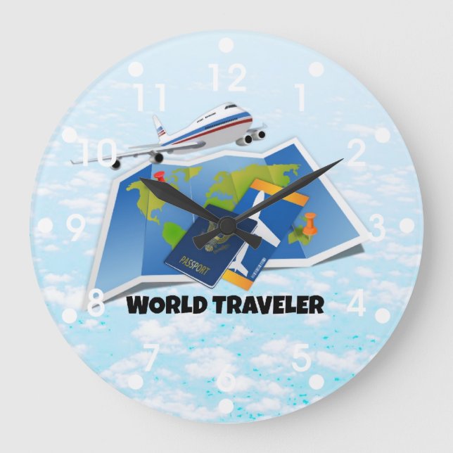 World Traveller Large Clock (Front)