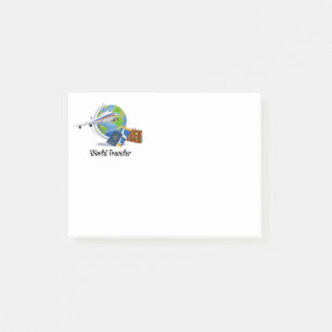 World Traveller: luggage , tickets and passport. Post-it Notes