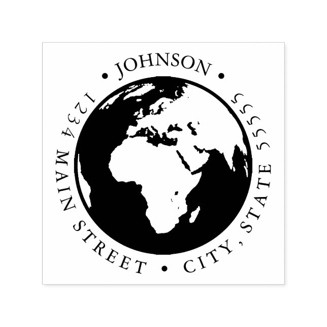 World Traveller Map Return Label Self-inking Stamp (Design)