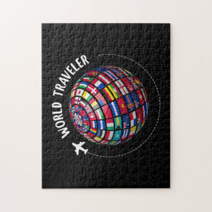 World Traveller Map, World Flags Traveller, Countr Jigsaw Puzzle