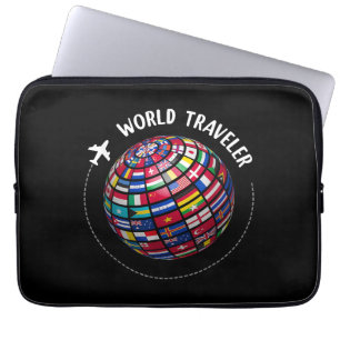 World Traveller Map, World Flags Traveller, Countr Laptop Sleeve