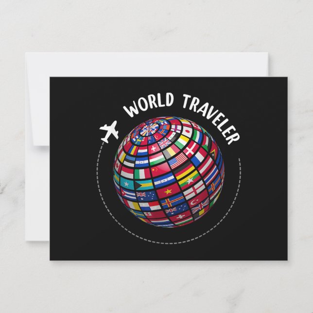 World Traveller Map, World Flags Traveller, Countr Save The Date (Front)