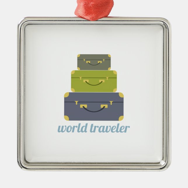 World Traveller Metal Tree Decoration (Front)