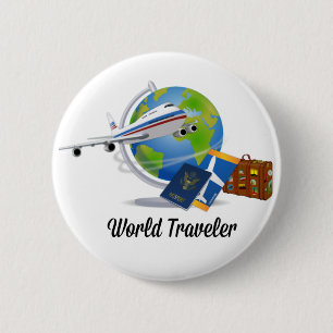 World Traveller, packed and ready to go, 6 Cm Round Badge