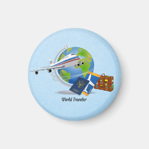 World Traveller, packed and ready to go, Magnet