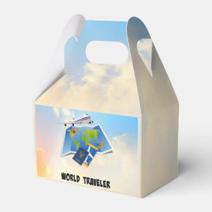 World Traveller, plane ticket and passport Favour Box