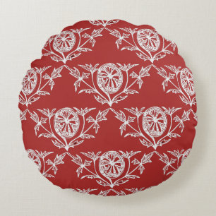 World Traveller Red & White Round Cushion
