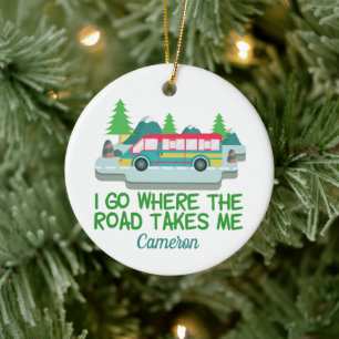 World Traveller RV Camper Road Trip Cute Custom Ceramic Ornament