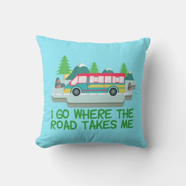 World Traveller RV Camper Road Trip Vacation Cushion (Front)
