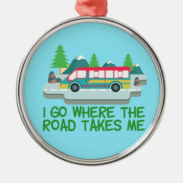 World Traveller RV Camper Road Trip Vacation Metal Ornament (Front)