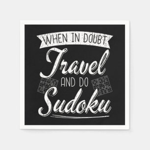 World Traveller Sudoku Puzzle Lover  Napkin