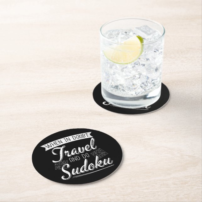 World Traveller Sudoku Puzzle Lover  Round Paper Coaster (Insitu)