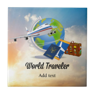 World Traveller Template, Add text, Ceramic Tile