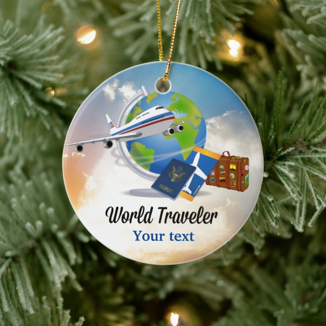 World Traveller TEMPLATE Ceramic Ornament (Tree)