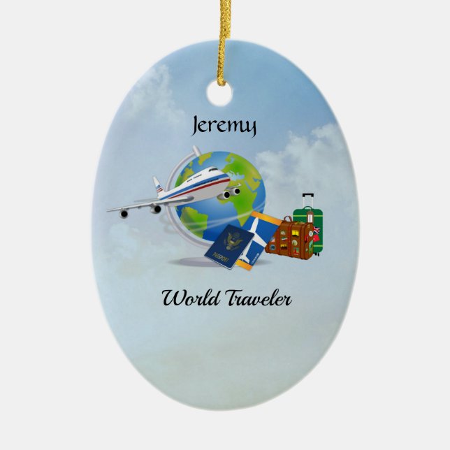 World Traveller template Ceramic Ornament (Front)