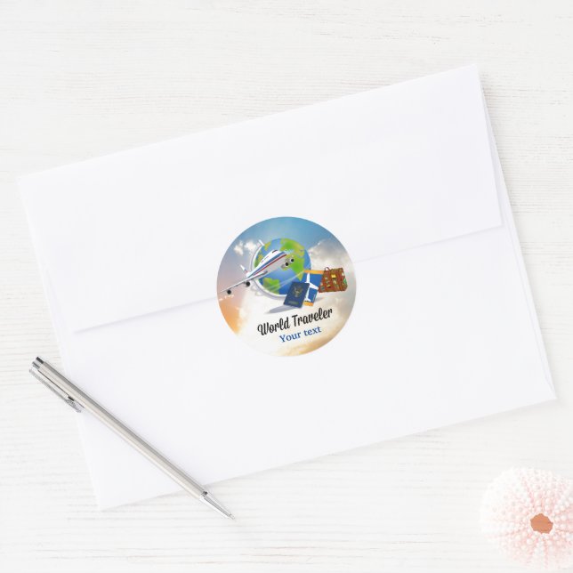 World Traveller TEMPLATE Classic Round Sticker (Envelope)