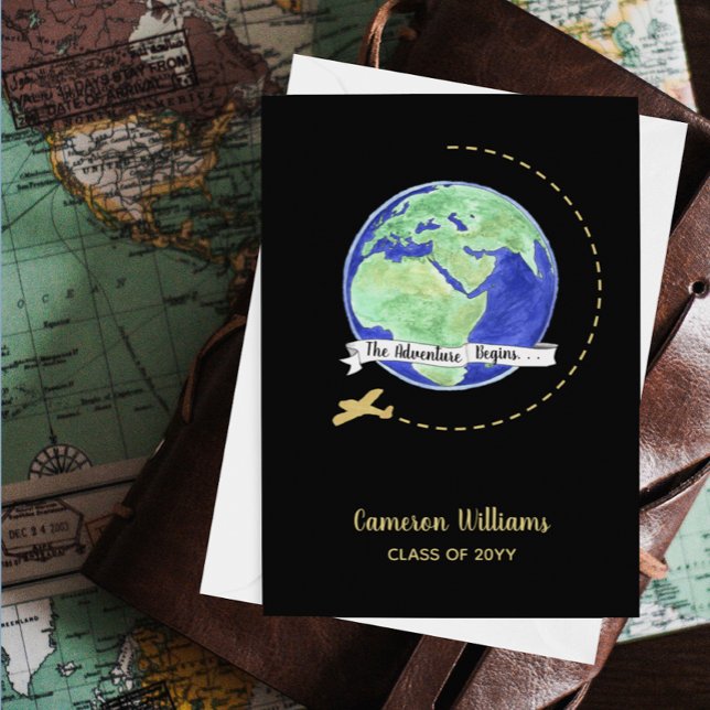 World Traveller The Adventure Begins Graduation Card (Creator Uploaded)