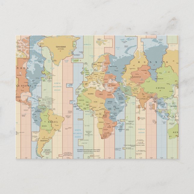 World Traveller Time Zones of Europe and Africa Postcard (Front)