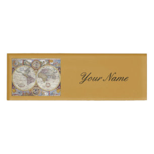 World Traveller Vintage Map Thunder_Cove Name Tag