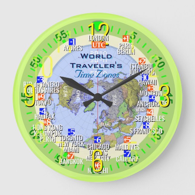 World Traveller's Time Zone Business Large Clock (Front)