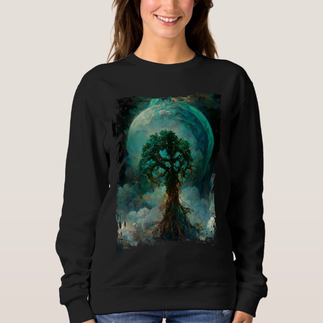 World Tree Yggdrasil Tree of Life Digital Painting Sweatshirt (Front)