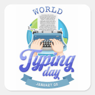 World Typing Day Square Sticker