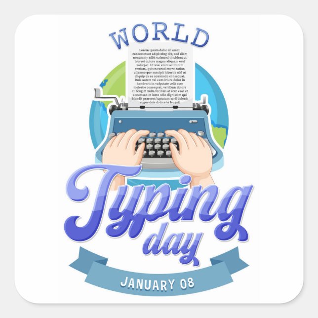 World Typing Day Square Sticker (Front)