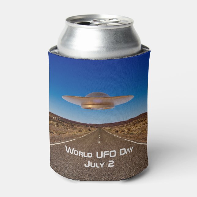 World UFO Day Can Cooler (Can Front)