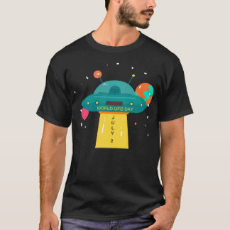World Ufo Day Cartoon T-Shirt