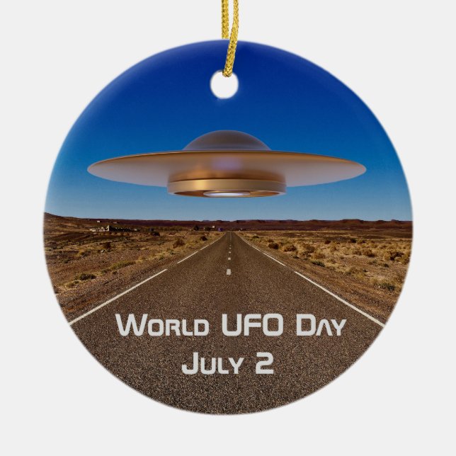 World UFO Day Ceramic Ornament (Front)