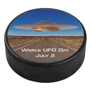 World UFO Day Hockey Puck