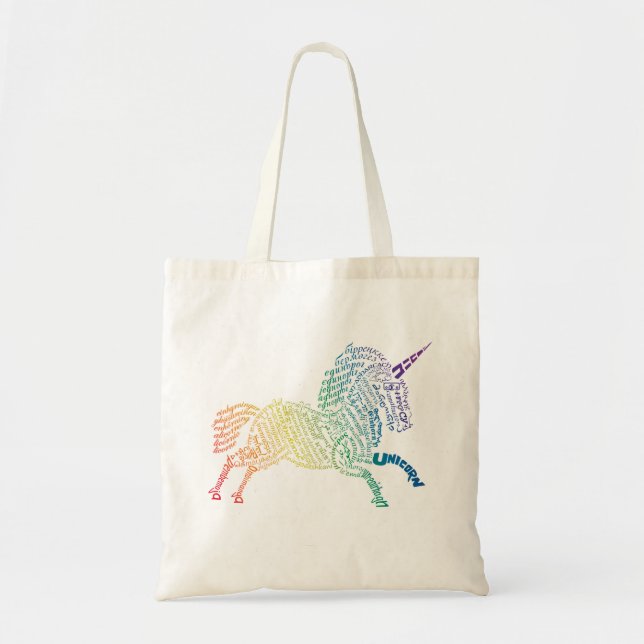 World Unicorn Tote Bag - Bright Rainbow (Front)